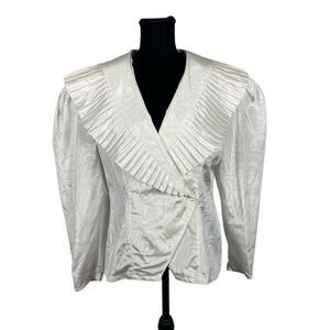 Madeleine Vintage 80s Pleated Baumwolle Cotton Blouse - Women’s 12